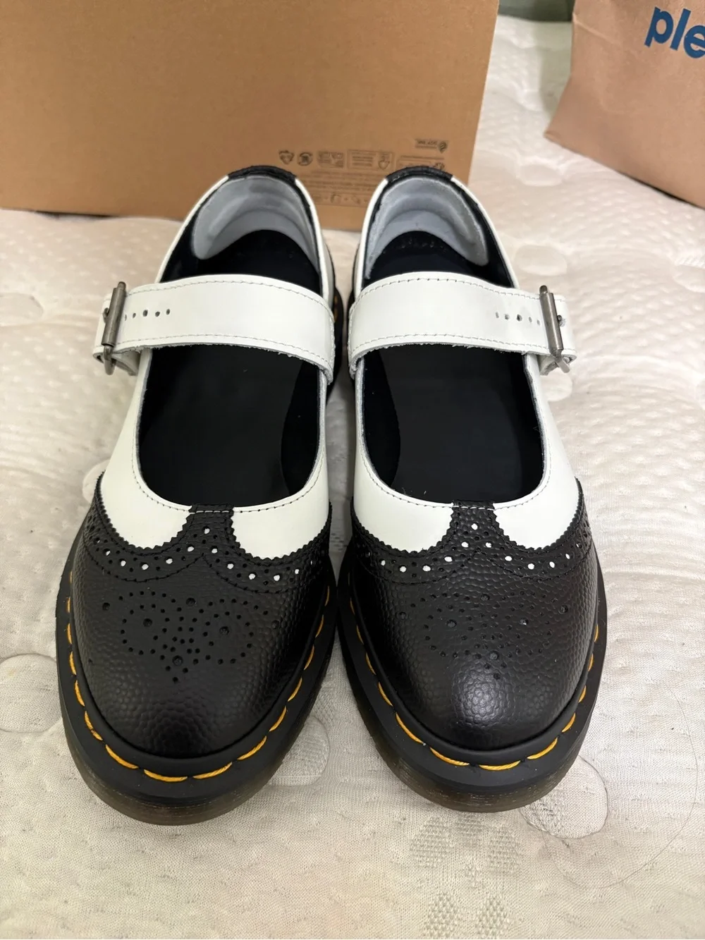 Dr. Martens Women's Black and White Mary Jane Flat - Picture 6 of 7